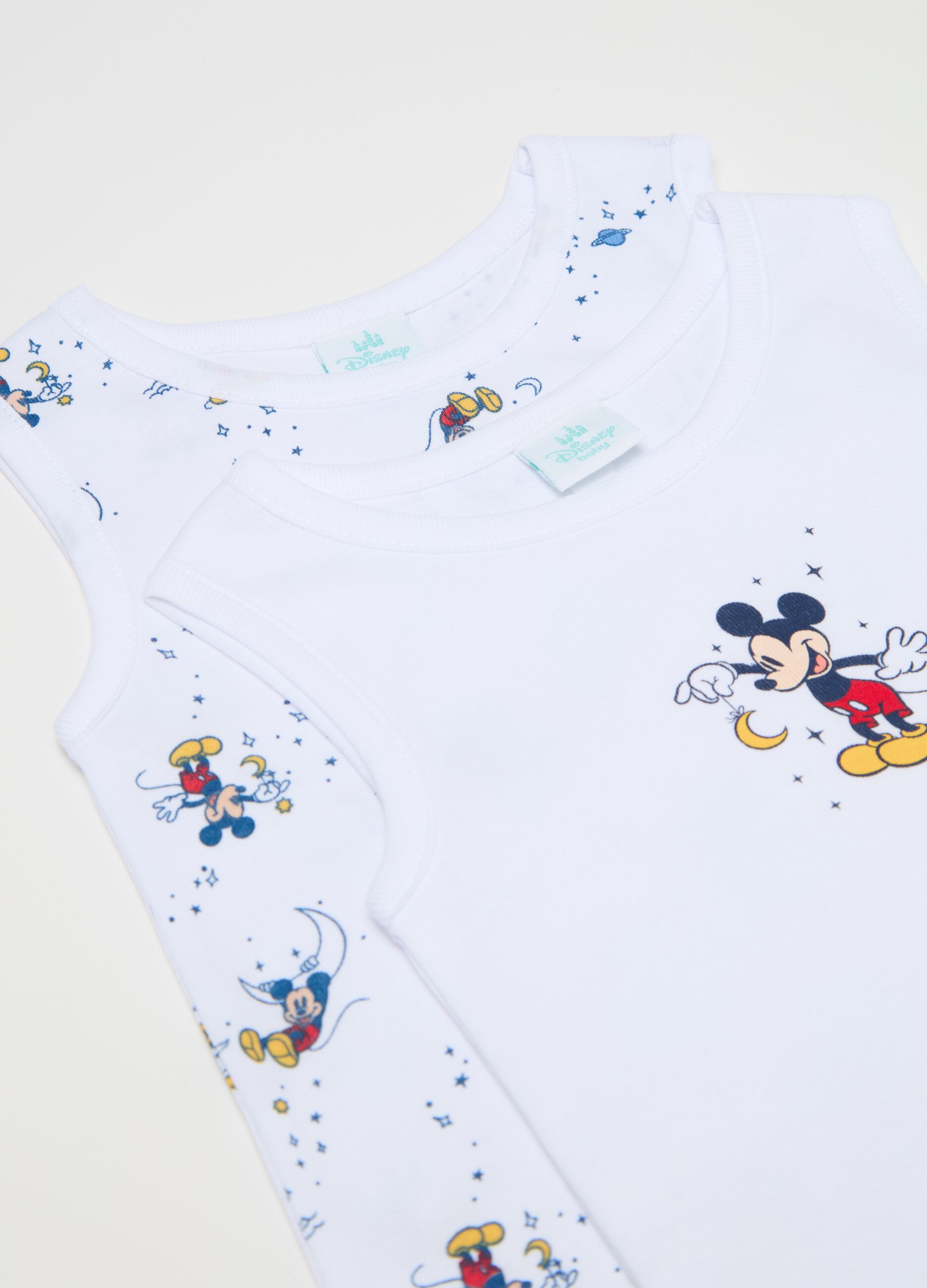 Two-pack sleeveless bodysuits with Mickey Mouse print