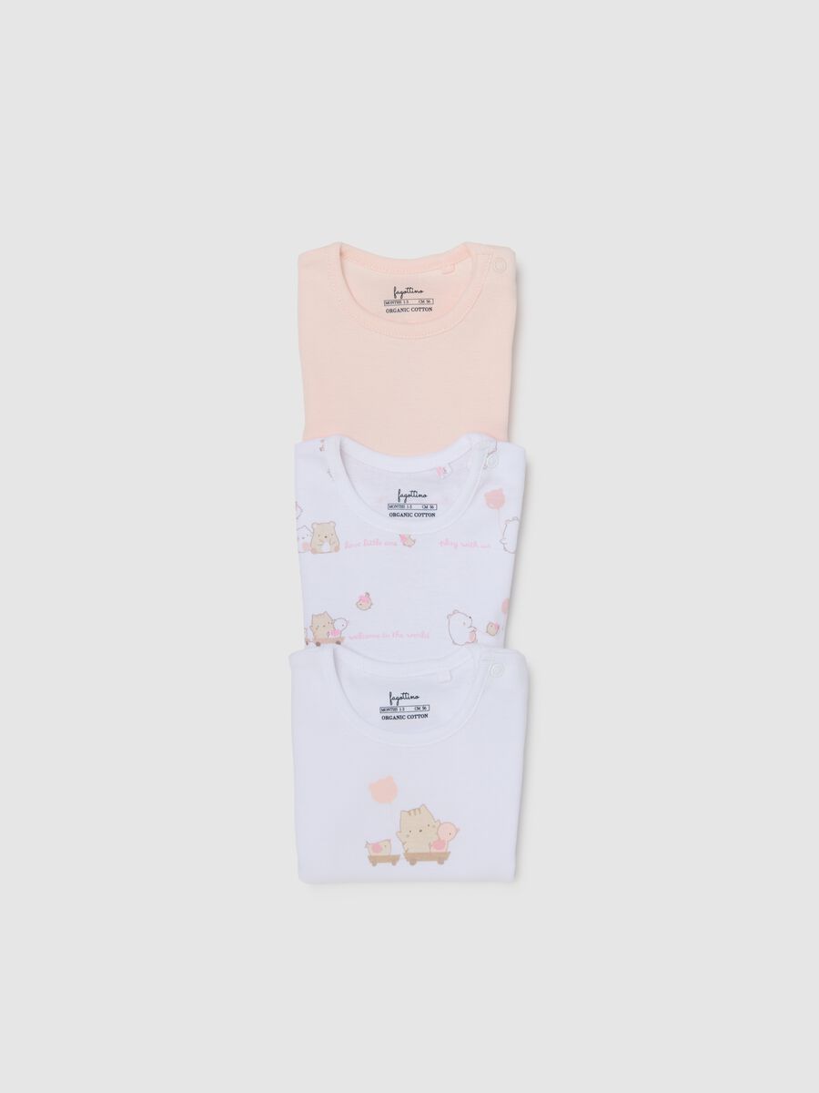 Newborn short sleeve multicolour bodysuit tri-pack in pure cotton_2