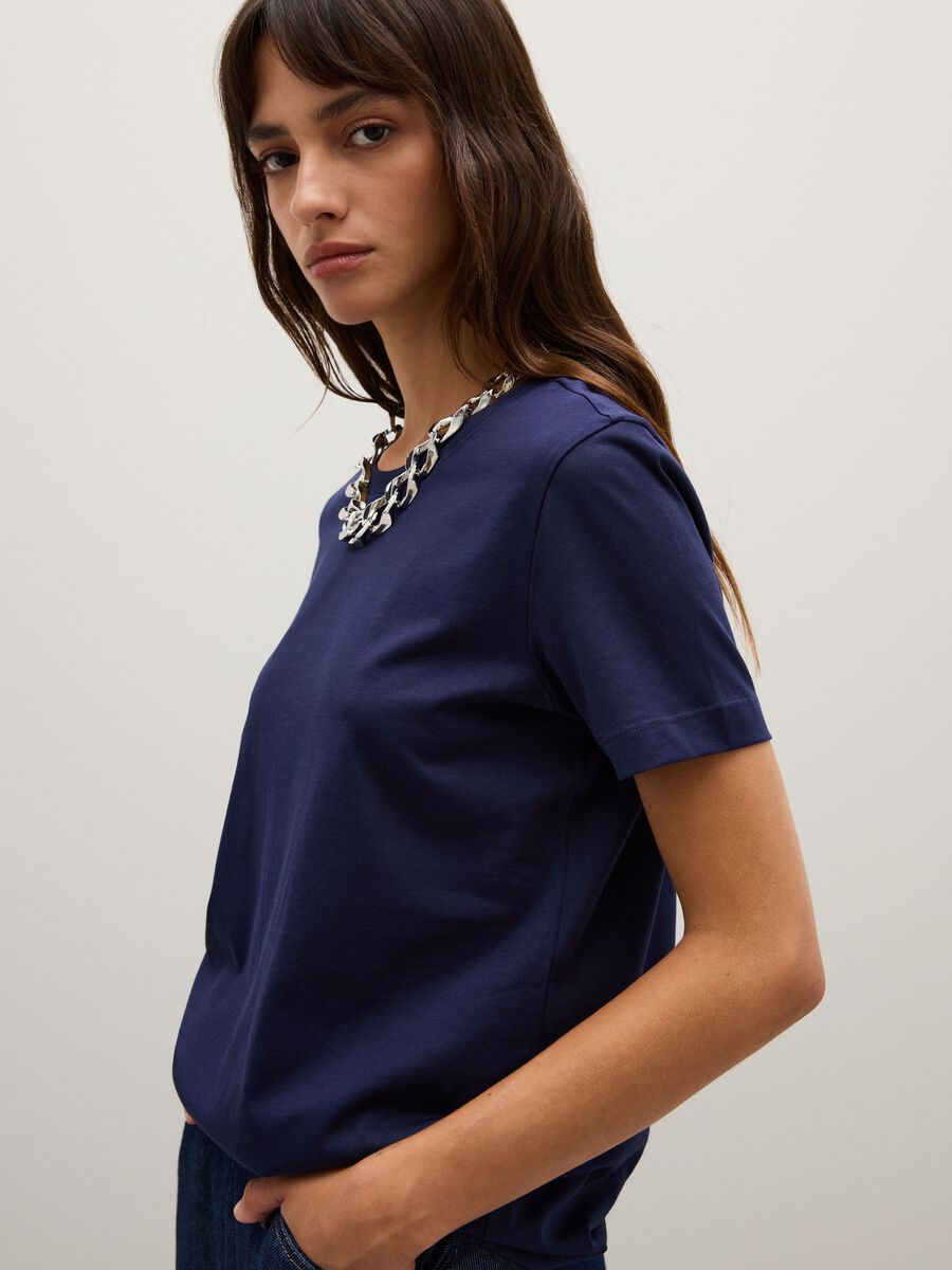 T-shirt in puro cotone blu regular fit_0