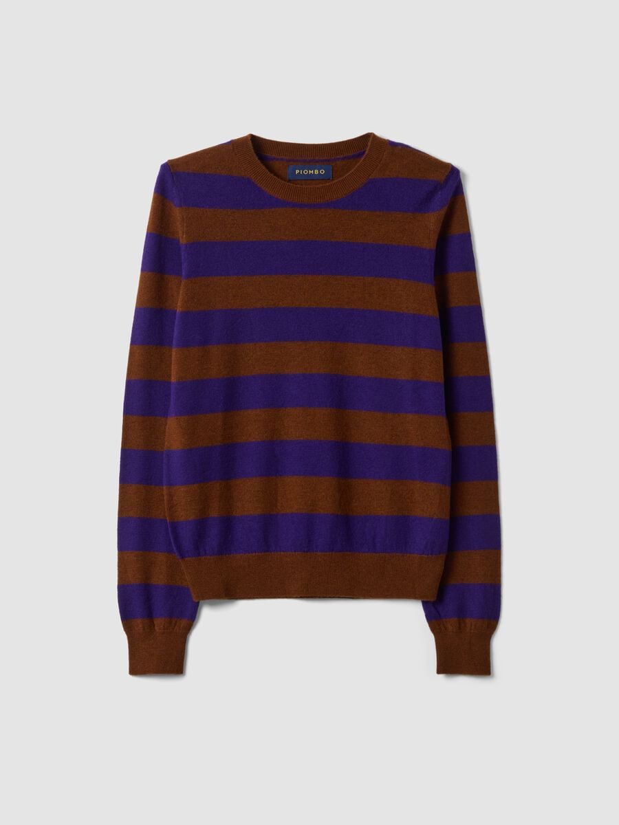 Purple pure wool striped crew-neck jumper_0
