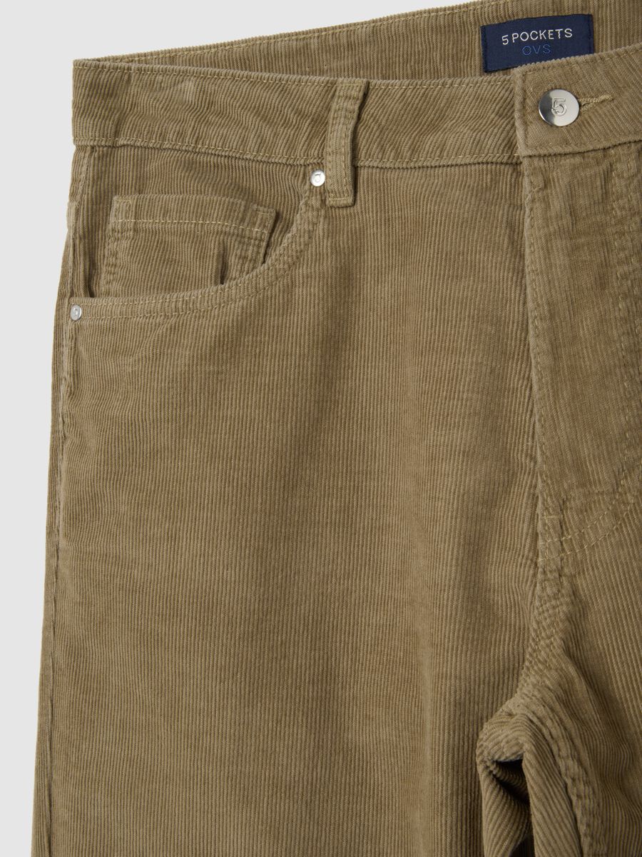 Pantaloni in puro cotone marroni slim fit_1
