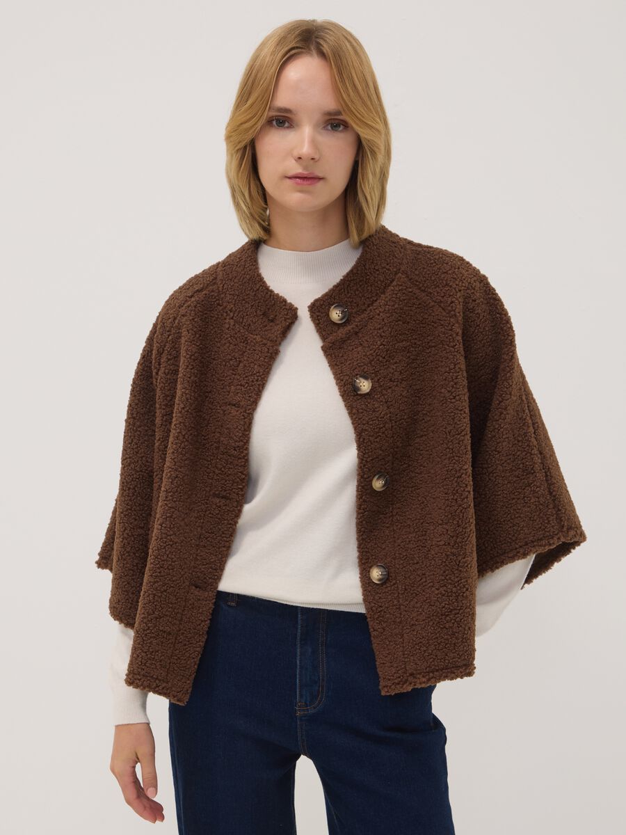 Cappotto marrone scuro regular fit con bottoni_0