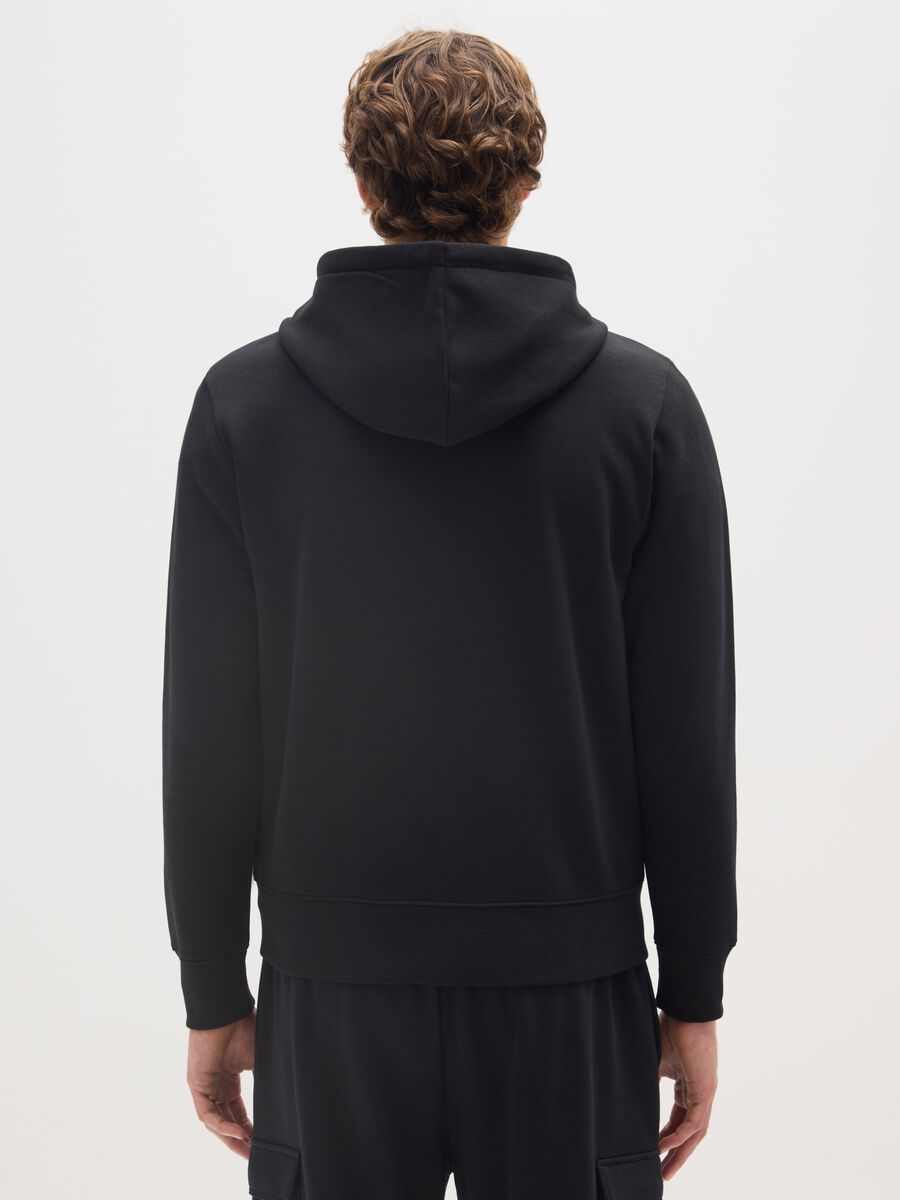 Felpa in misto cotone nero regular fit con zip_2