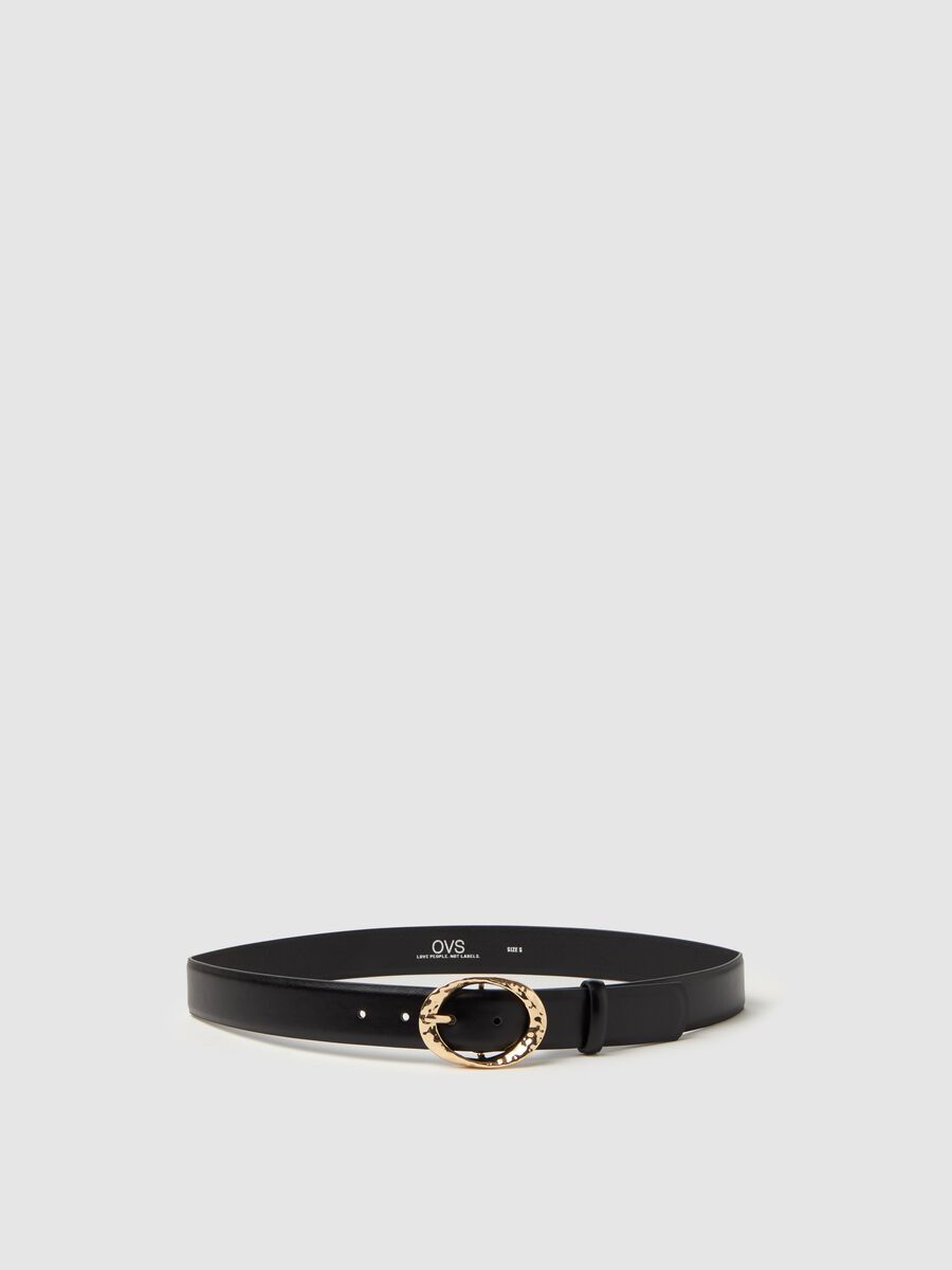 Belt with textured metal buckle_0