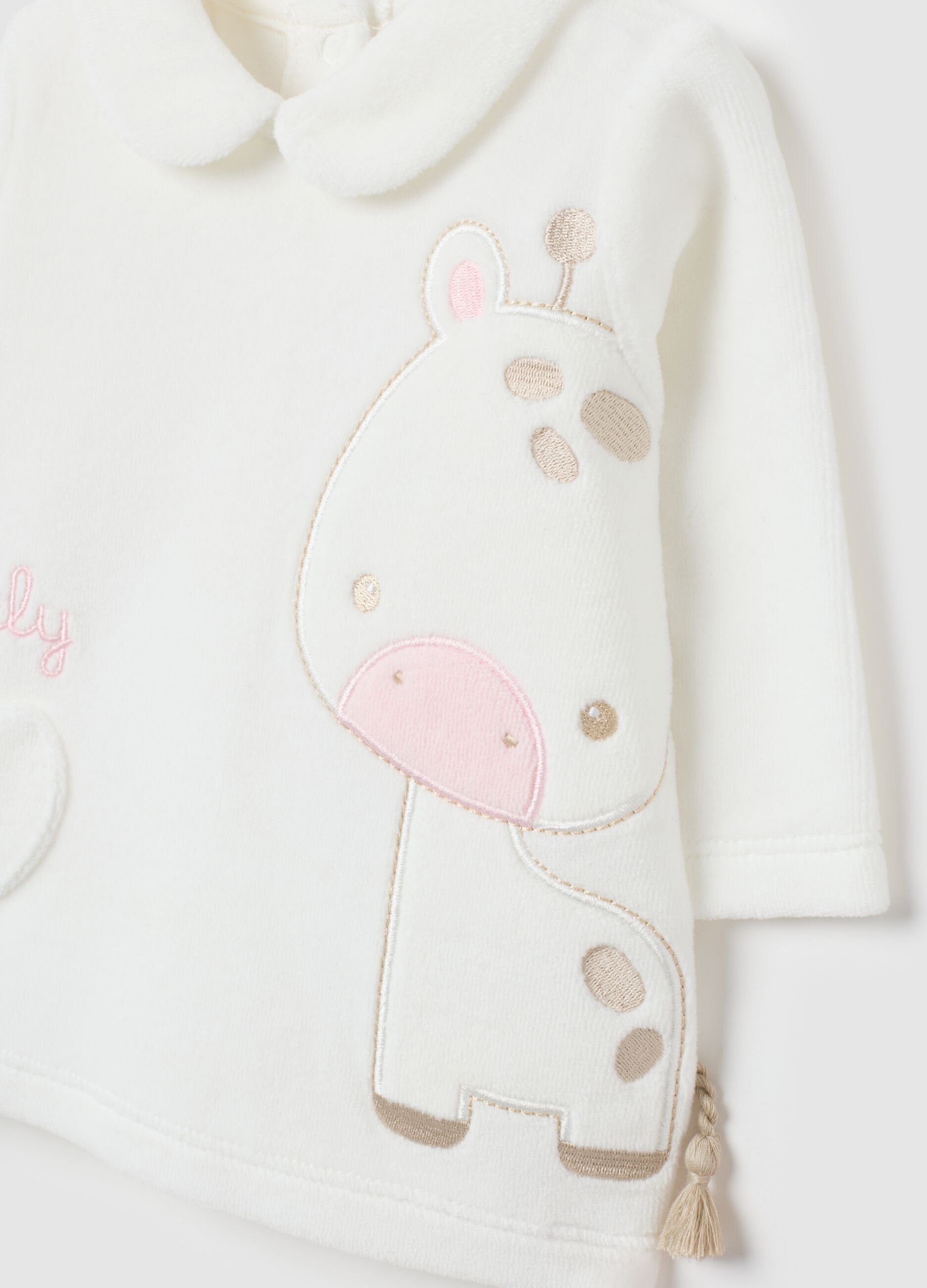 White velvet two-piece set for baby girls