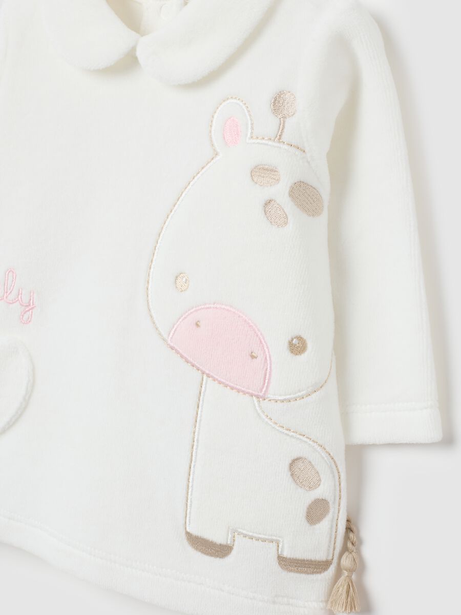 White velvet two-piece set for baby girls_2