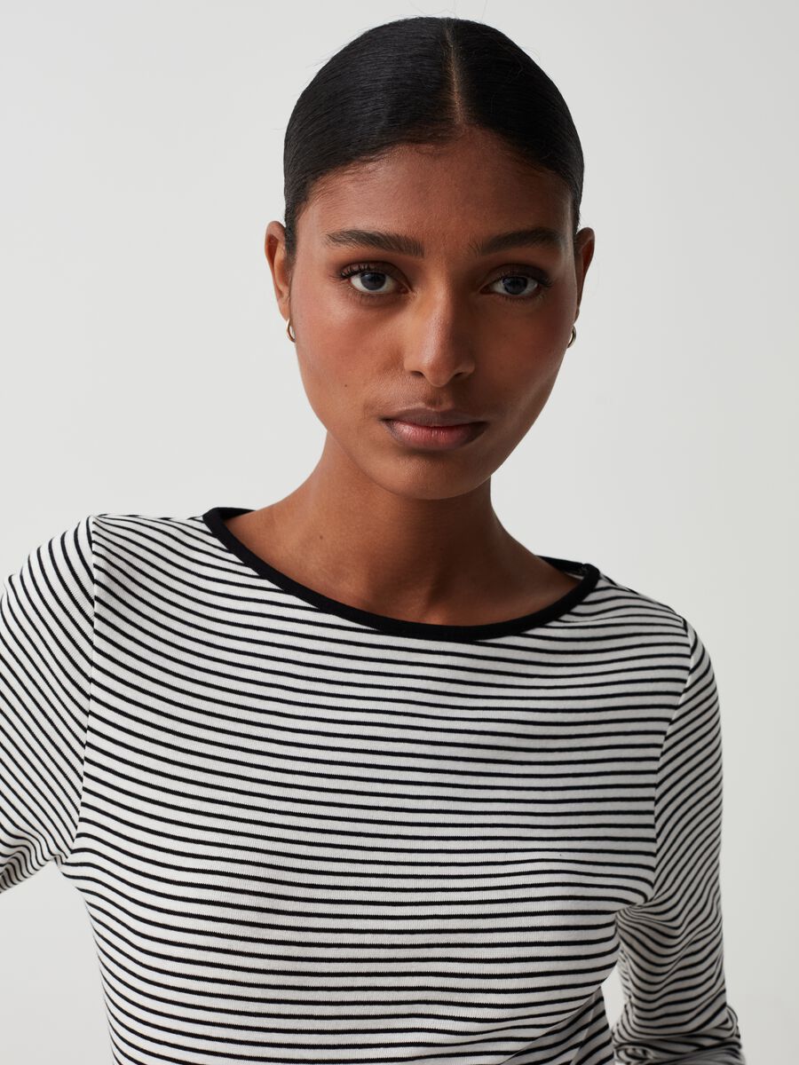 Slim striped T-shirt with boat neck_1