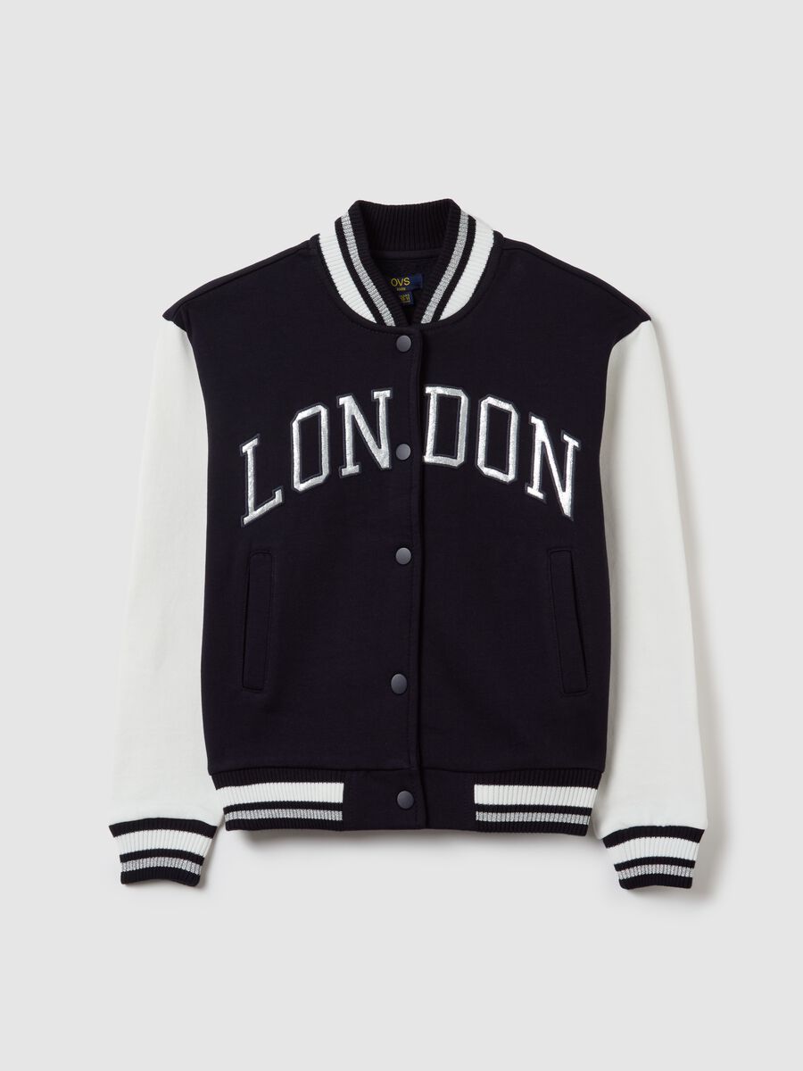 Varsity bomber jacket with "London" embroidery_3