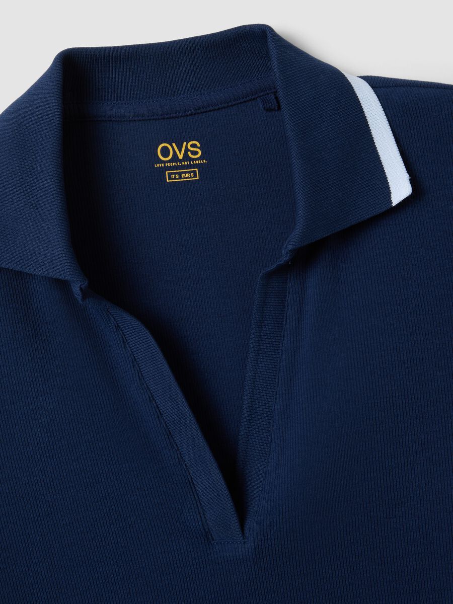 Polo a maniche corte in cotone elasticizzato blu regular fit_5
