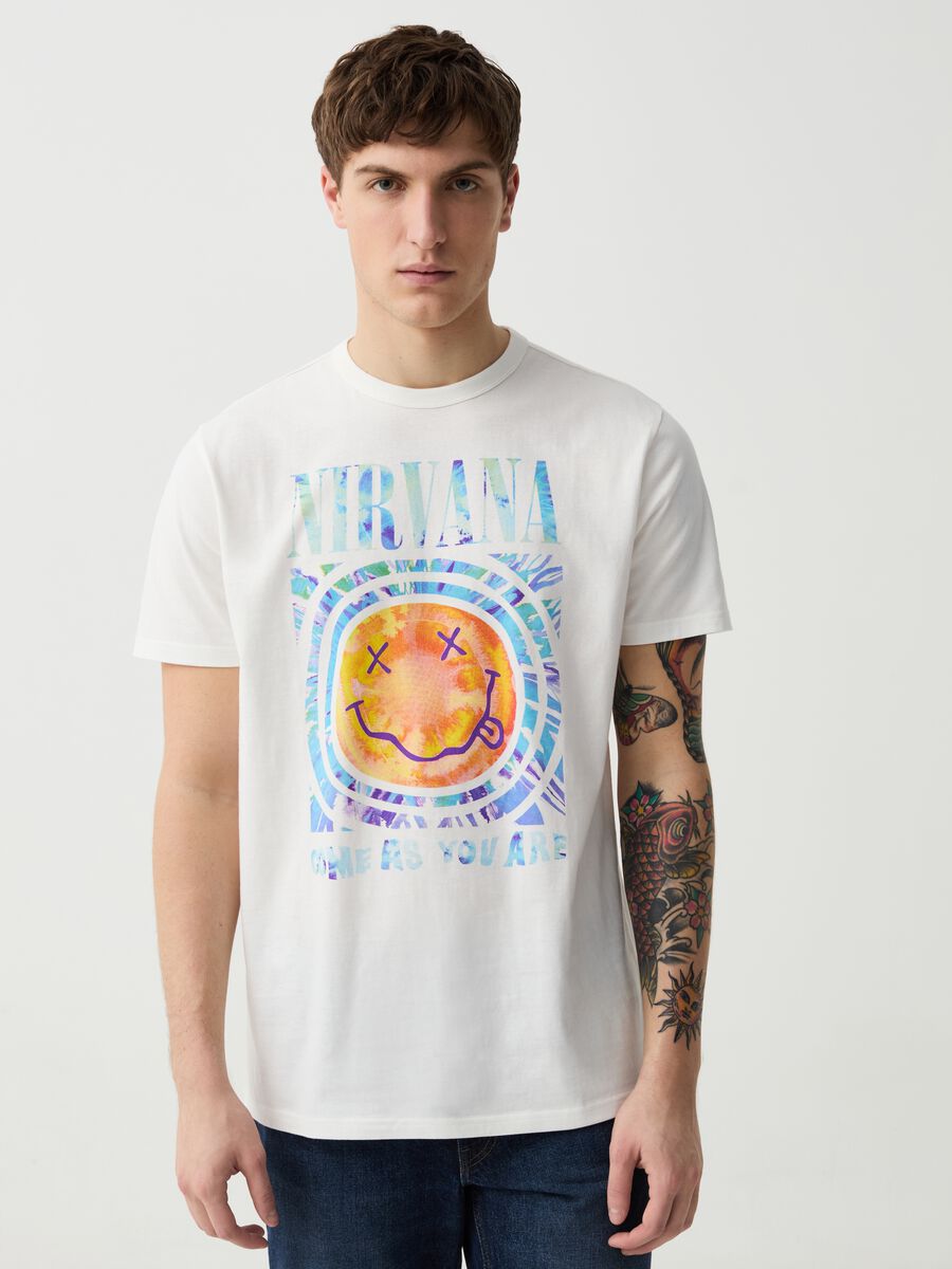 Cotton T-shirt with Nirvana print_0
