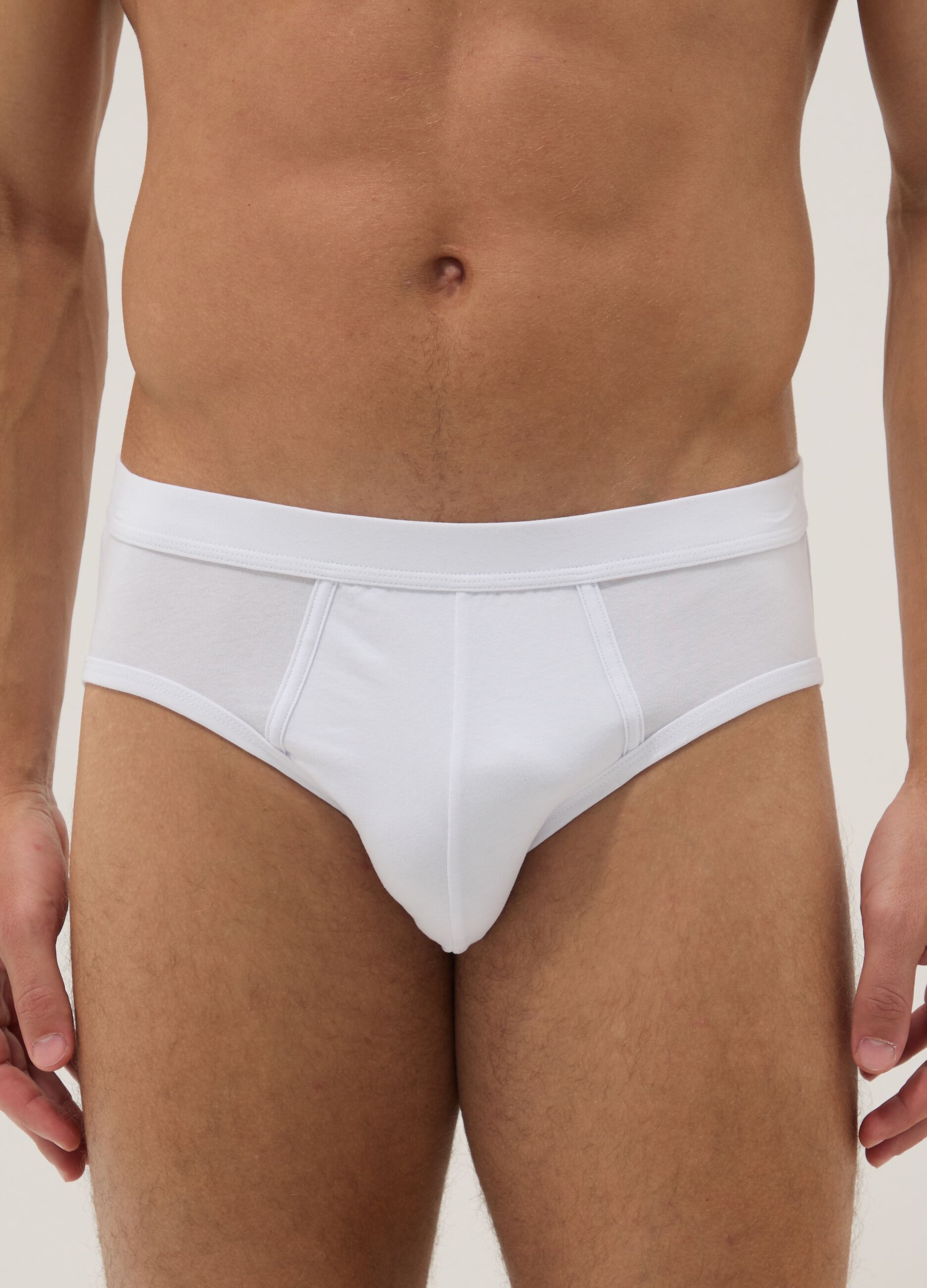 3-pack of white stretch cotton briefs, regular fit