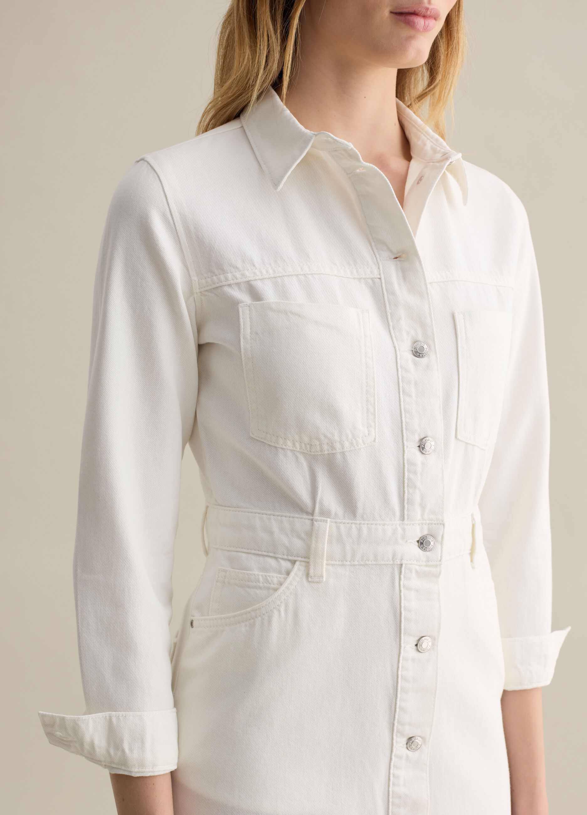 Denim shirt dress with buttons