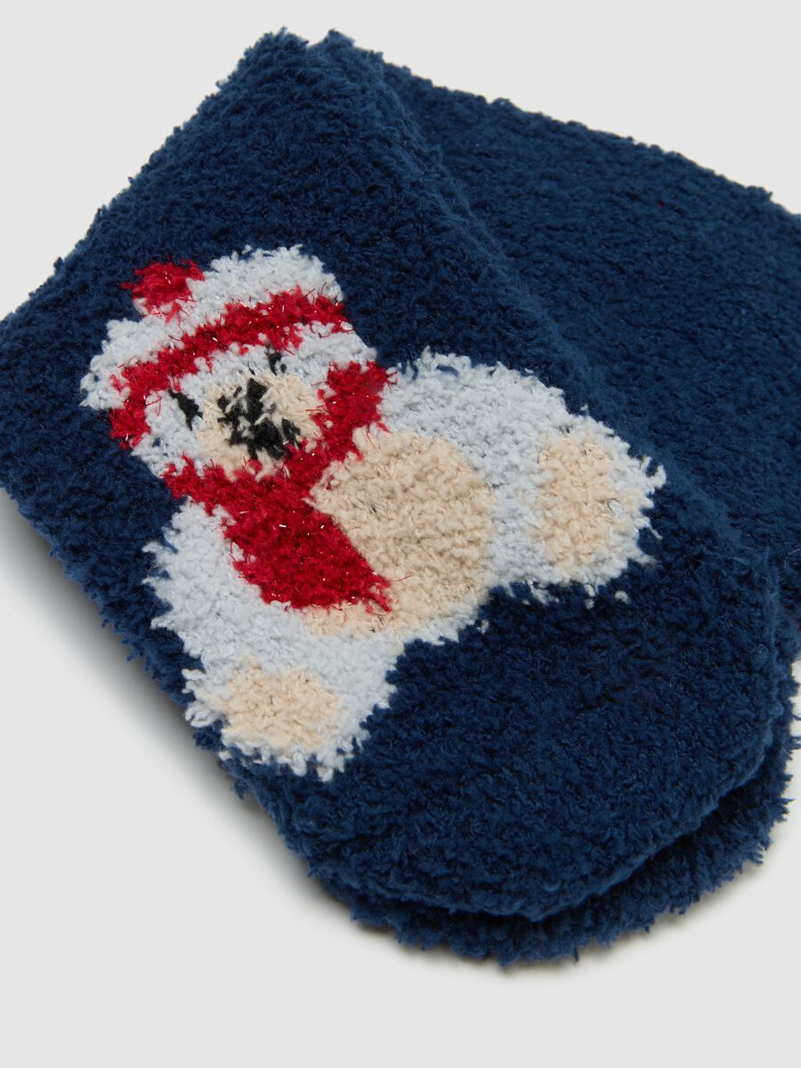 Blue Christmas socks in stretch fabric_2