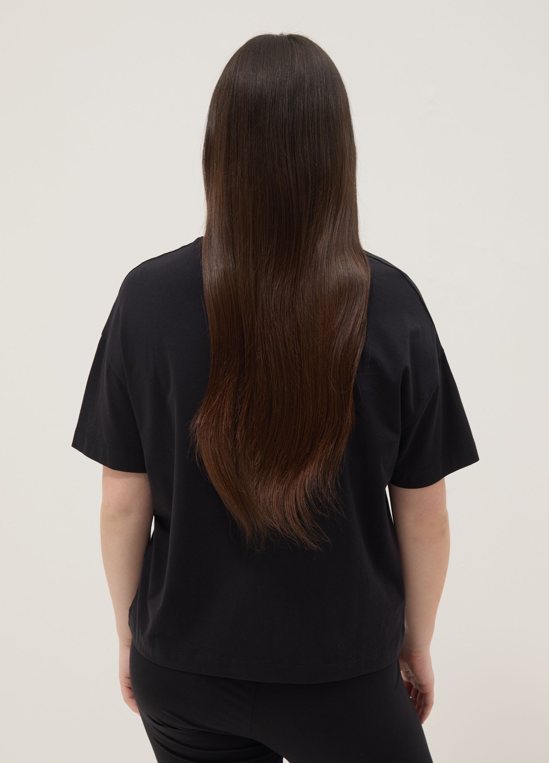 Black stretch cotton-modal T-shirt
