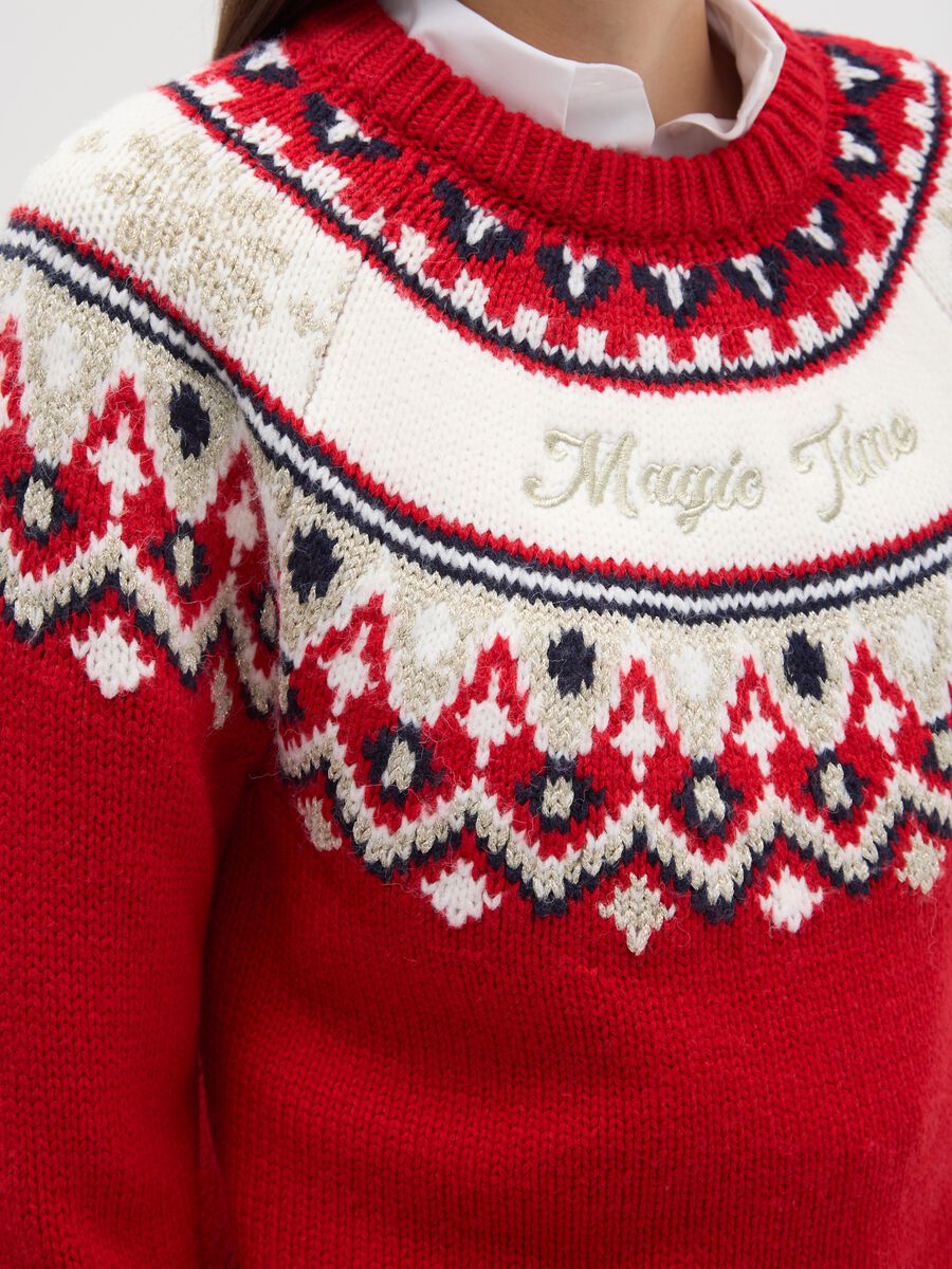 Multicolour regular fit pullover with Christmas motif_3