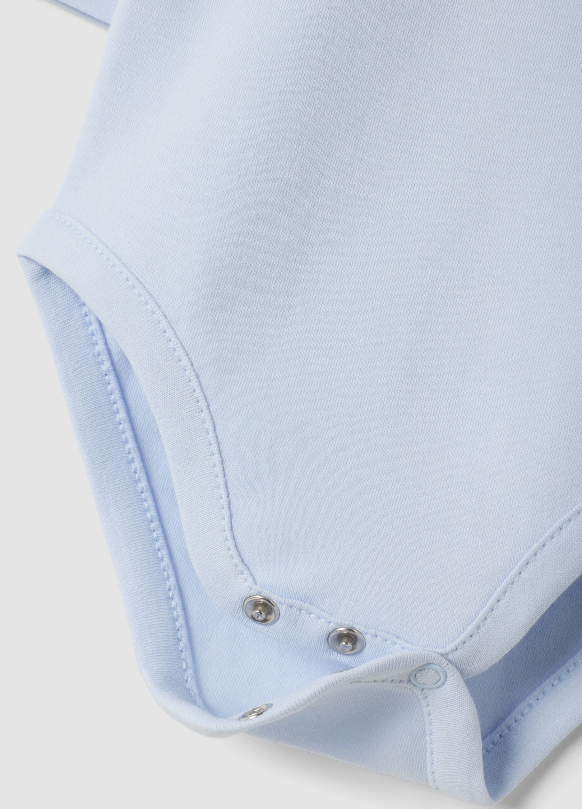 3-pack organic cotton babygrows in ivory and light blue with crew neck
