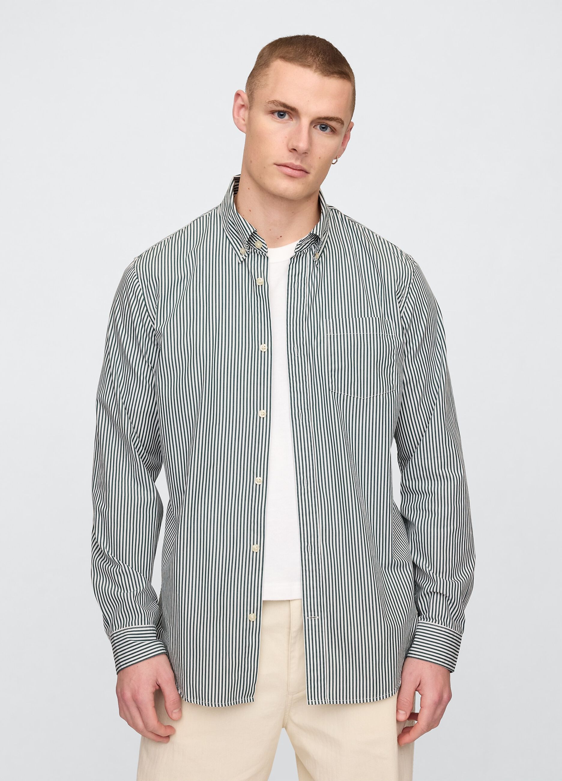 Green and white striped GAP shirt