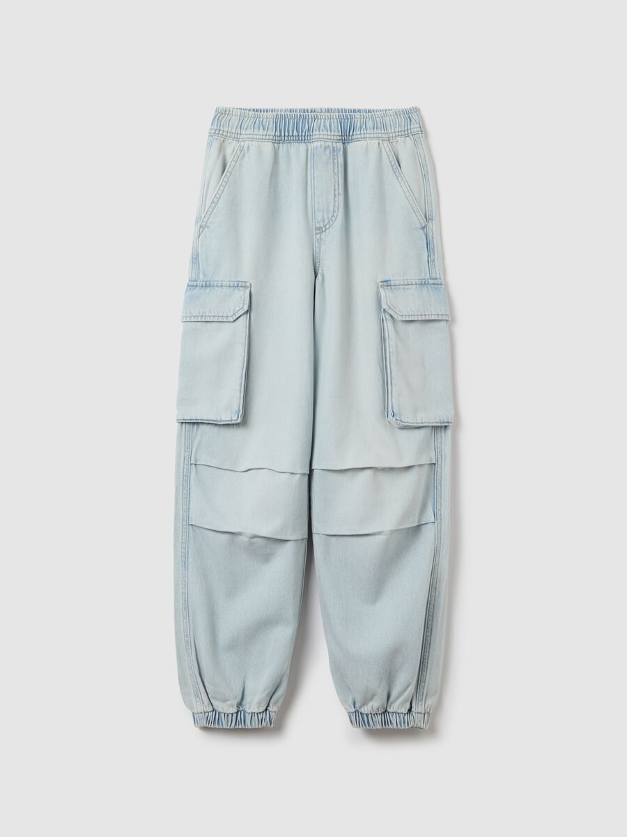 Parachute joggers in denim_0