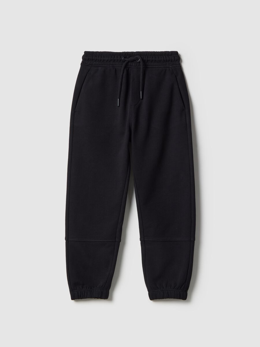 Kids' black jogger trousers in pure cotton regular fit_0