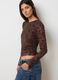 Brown T-shirt with floral patterns_0