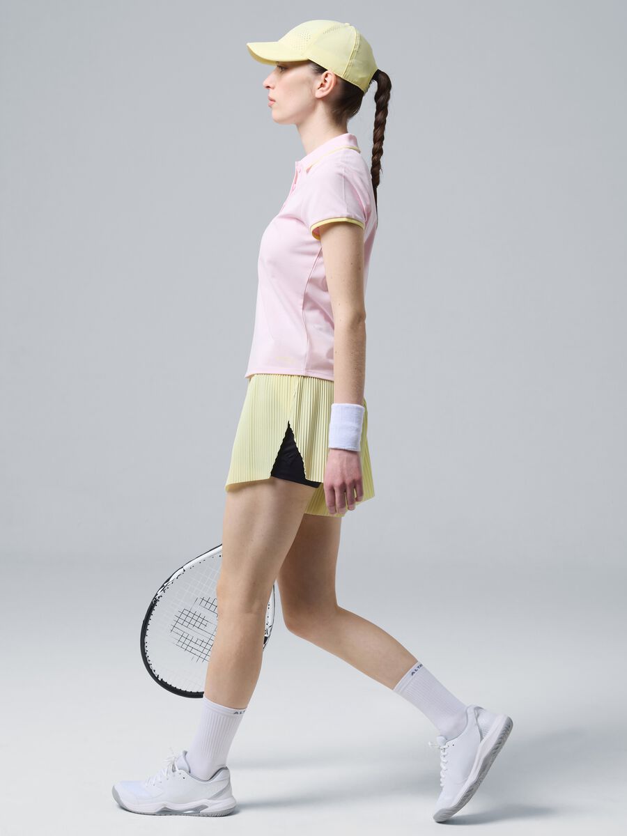 Shorts plissettati sportivi gialli in tessuto elasticizzato rimovibili ALTAVIA COURT_1
