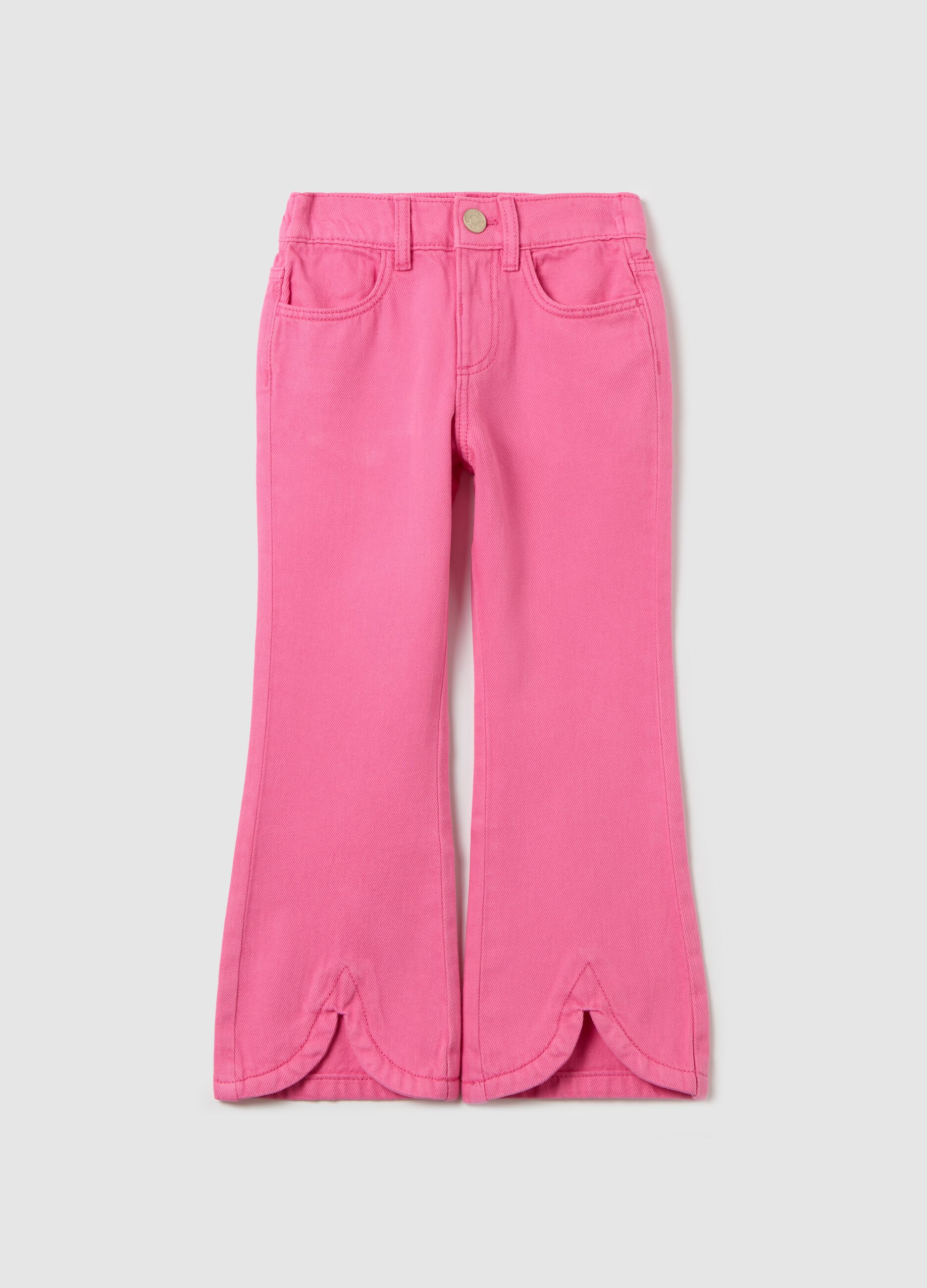 Pantaloni in drill con orlo ondulato