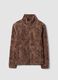 Brown crew-neck zip sweatshirt, regular fit_0