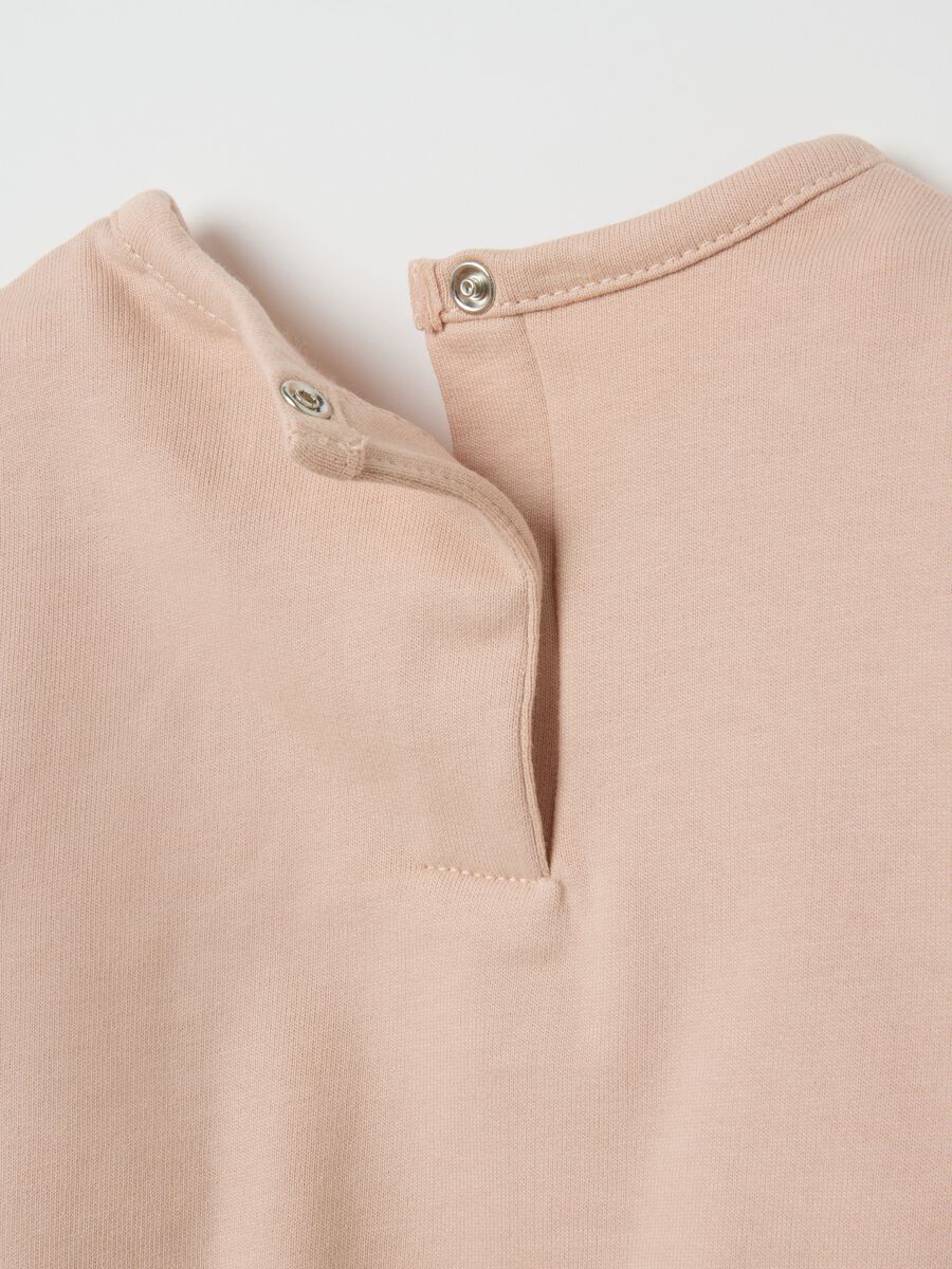 Pigiama da neonata in puro cotone beige con stampa_3