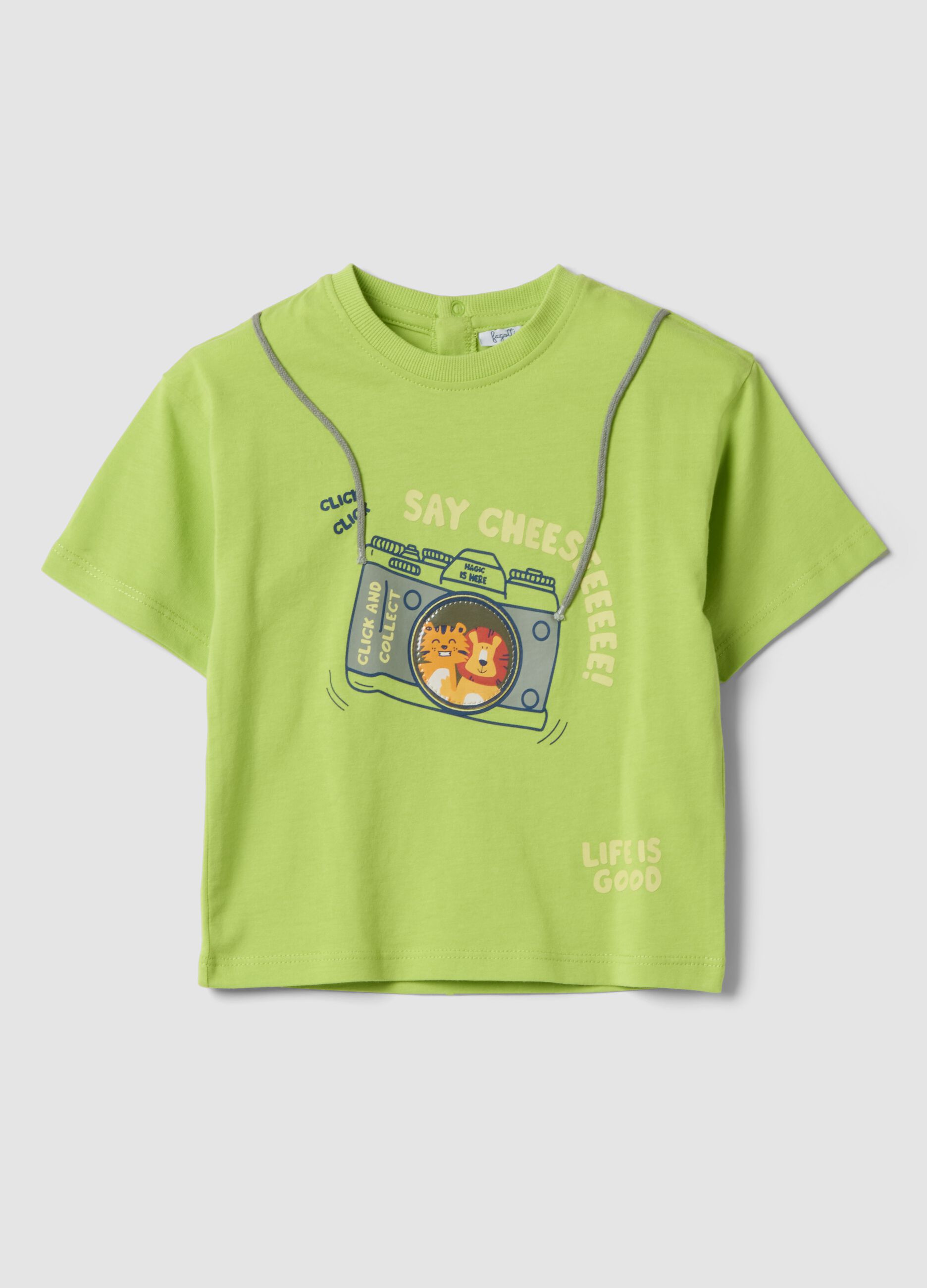 Green short-sleeve pure cotton T-shirt