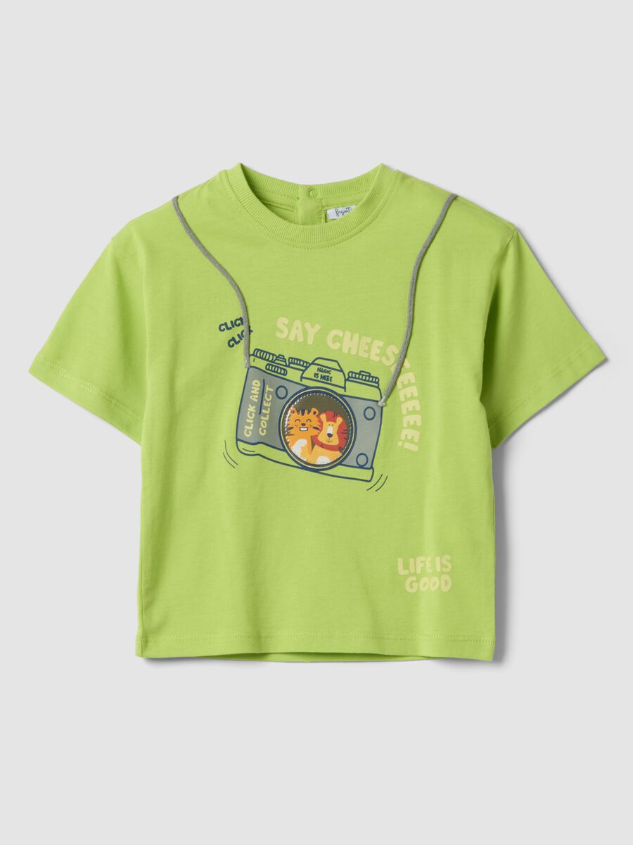 Green short-sleeve pure cotton T-shirt_0