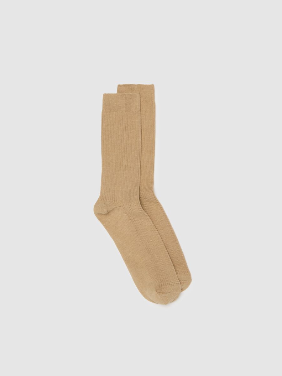 Beige midi cotton blend socks_0