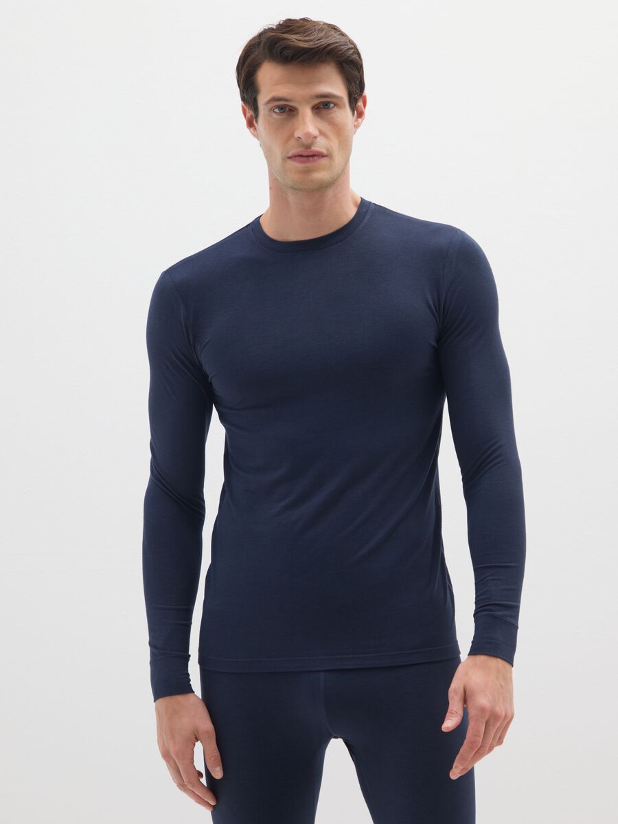 Blue Long Sleeve Regular Fit T-Shirt_0