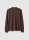Brown long sleeve polo in pure cotton regular fit_4