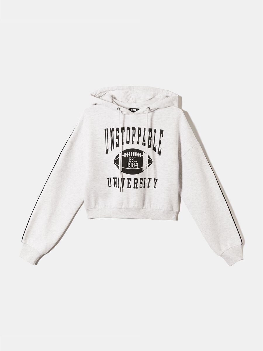 Crop sweatshirt with hood and print_2