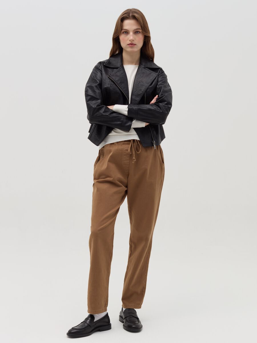 Textured-effect biker jacket_1