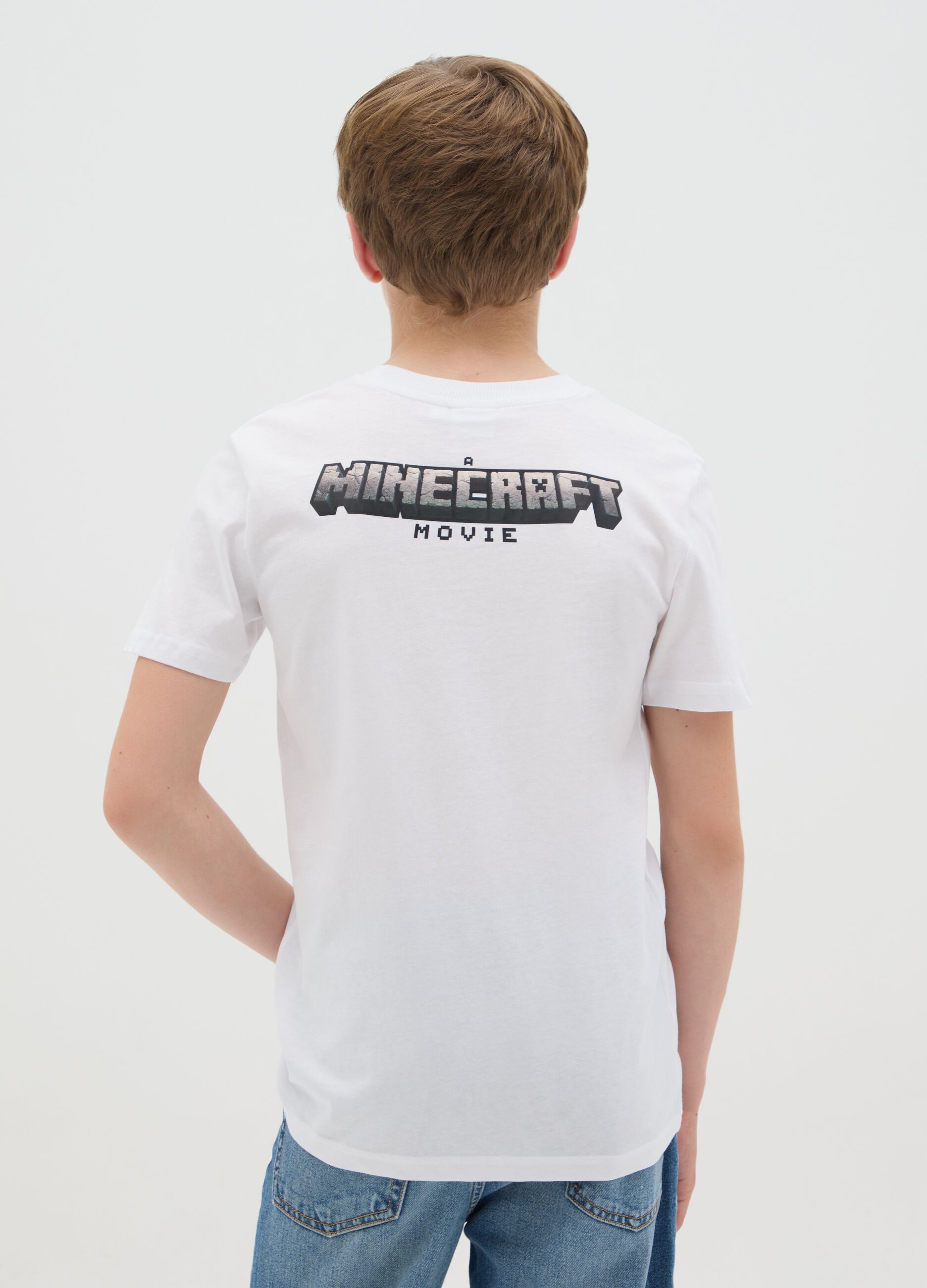 White T-shirt with Minecraft print