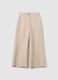 Beige Striped Wide Leg Trousers_4