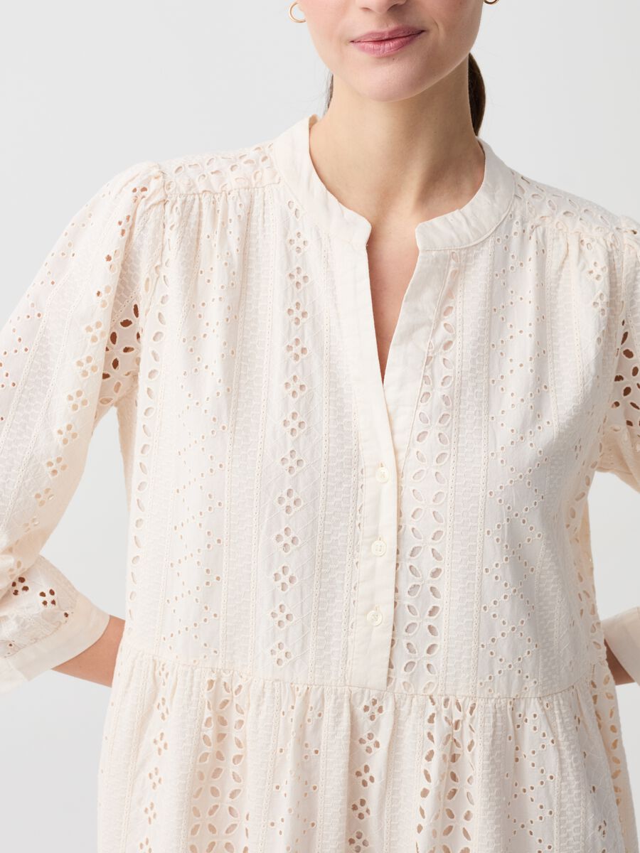 Shirt dress in broderie anglaise with flounces_1