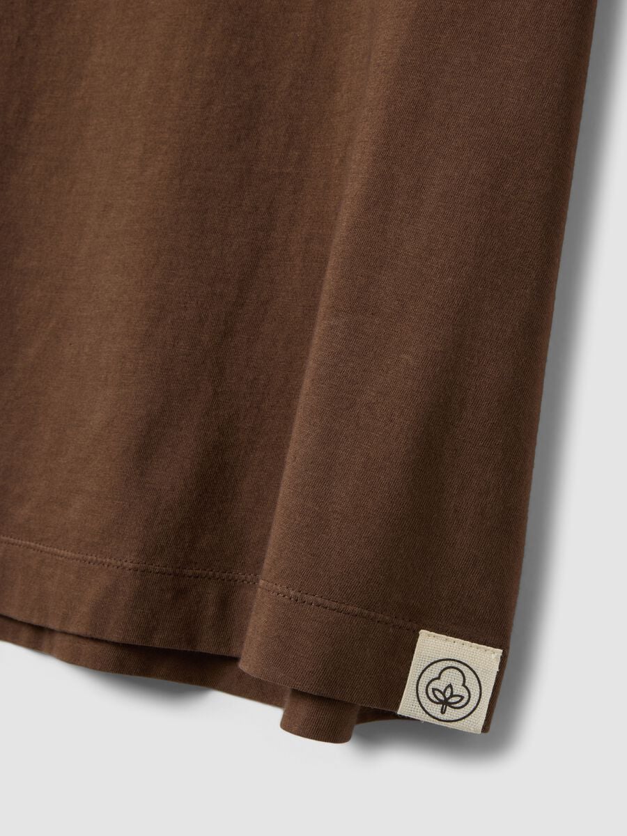T-shirt marrone a maniche corte in puro cotone regular fit_5