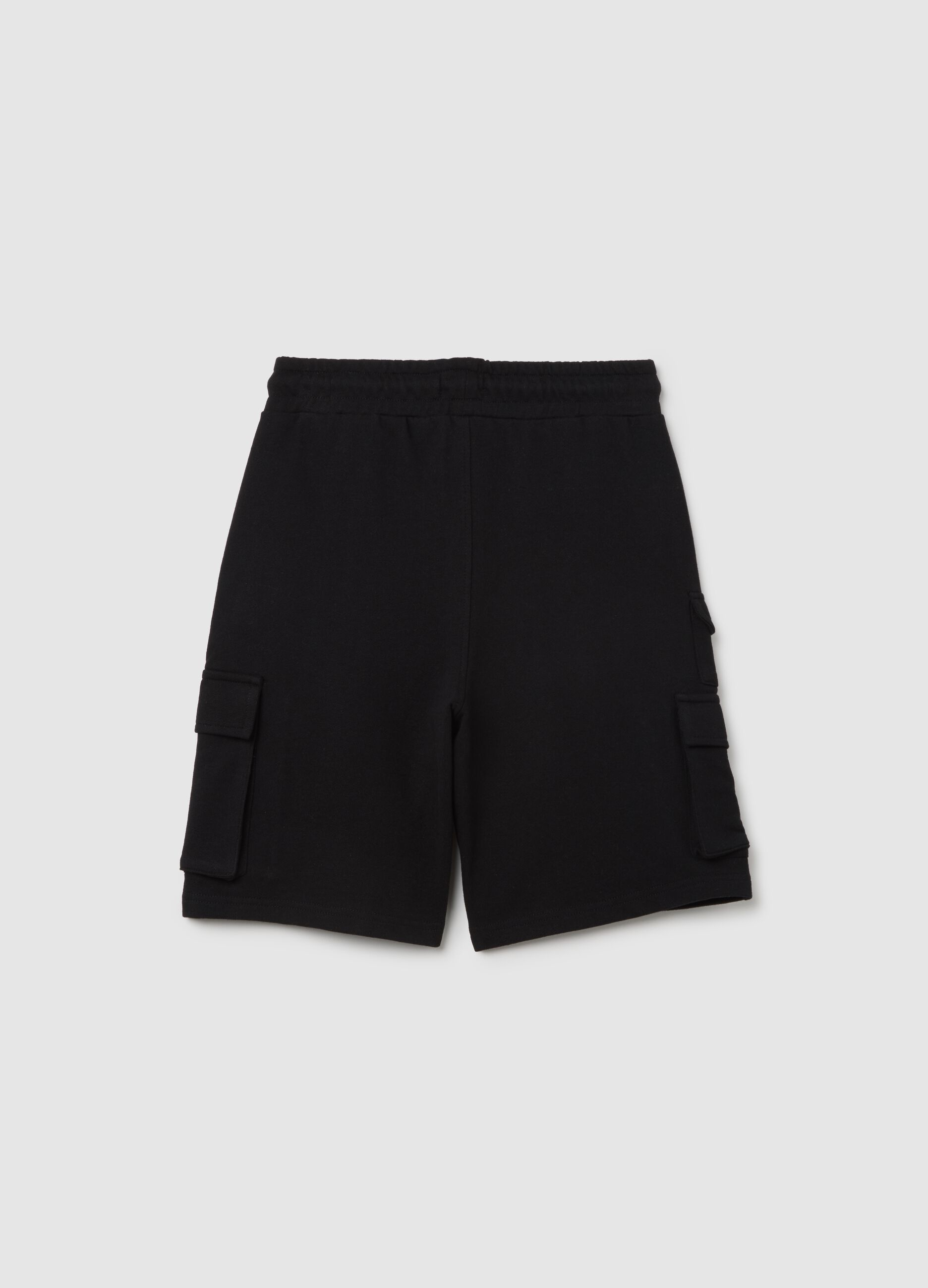 Black Cargo Shorts in Pure Cotton OVS Kids