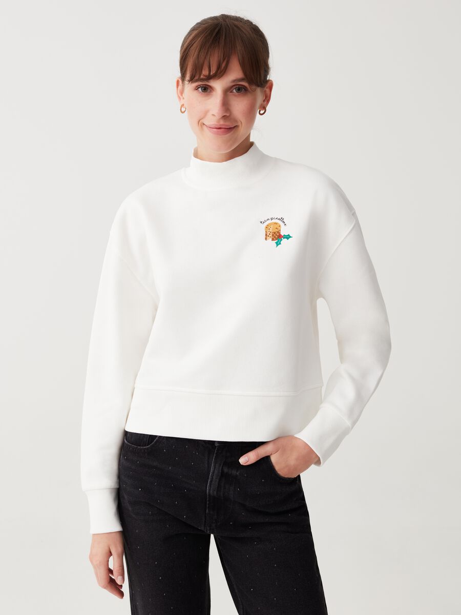 Oversized sweatshirt with Christmas embroidery_0