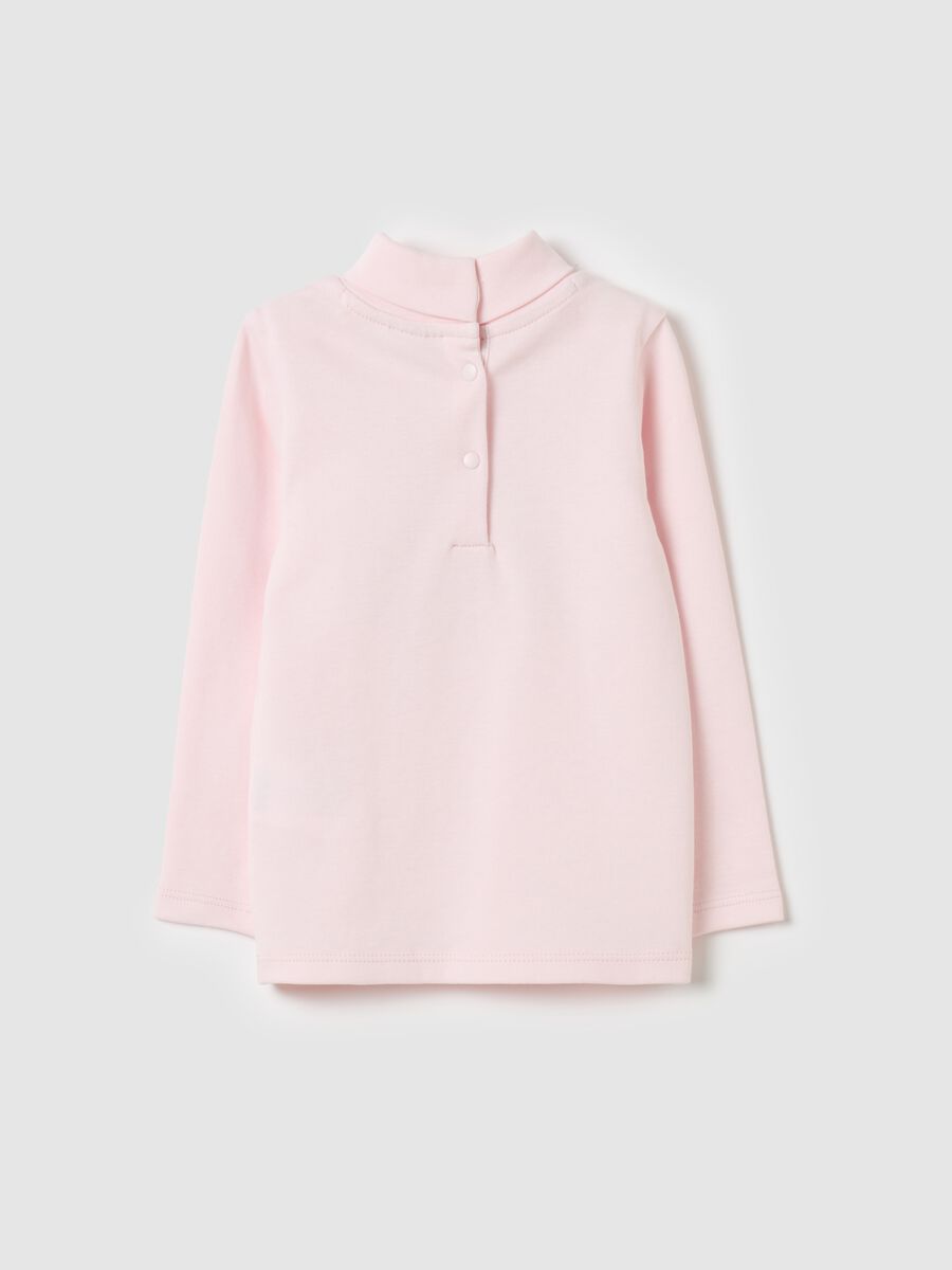 Cotton T-shirt with high neck and print_1