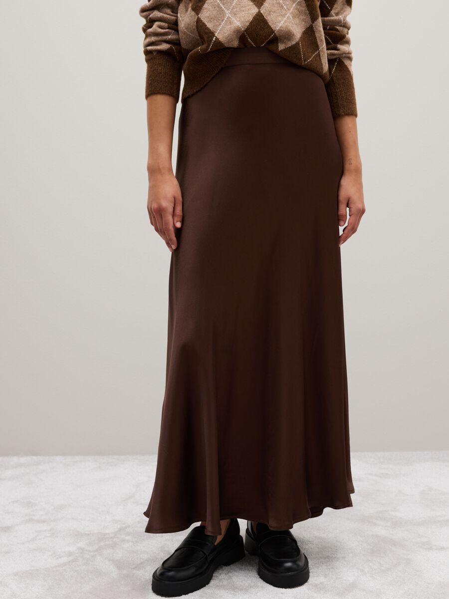 Brown Viscose Long Skirt_1