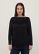 Black stretch viscose long sleeve top with boat neckline and regular fit_0