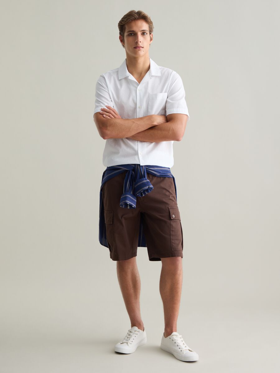 Men's White Pure Cotton Regular Fit Shirt with Pocket_2