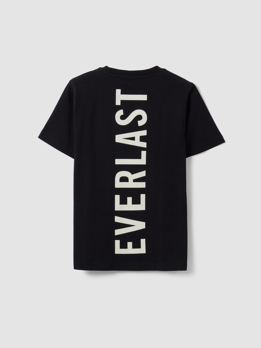 Black pure cotton logo T-shirt, regular fit, for boys_4