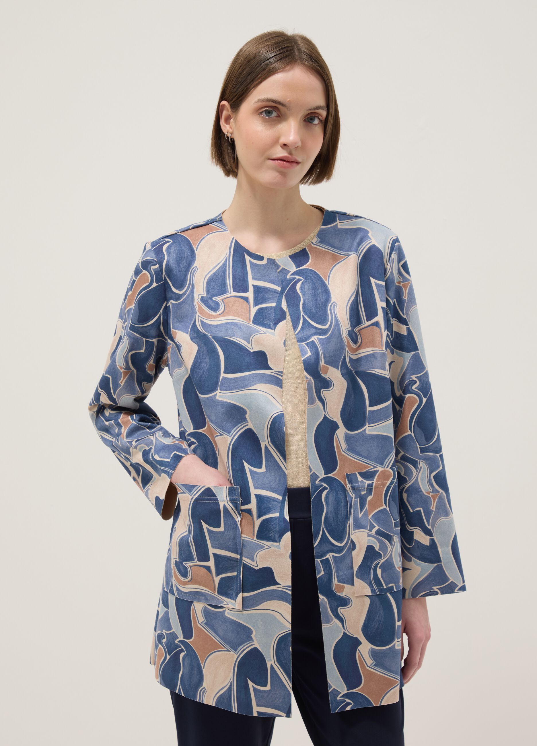 Multicolour lightweight regular fit jacket with pattern