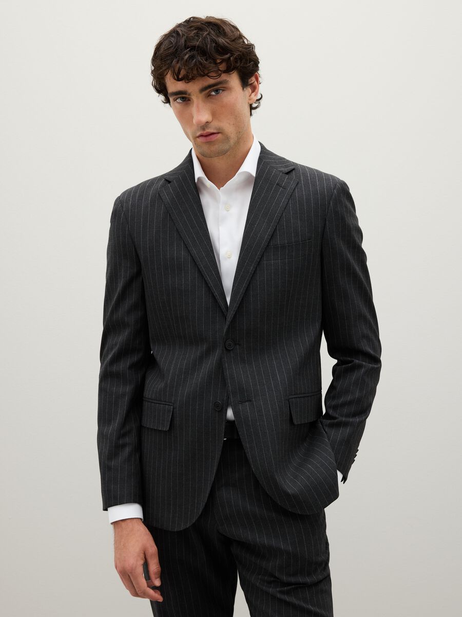 Abito gessato grigio antracite in misto viscosa regular fit_2