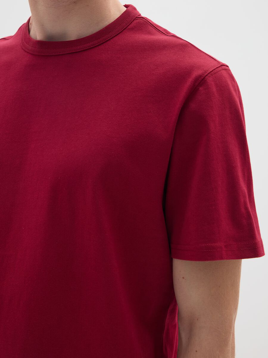 Red pure cotton regular fit T-shirt_3