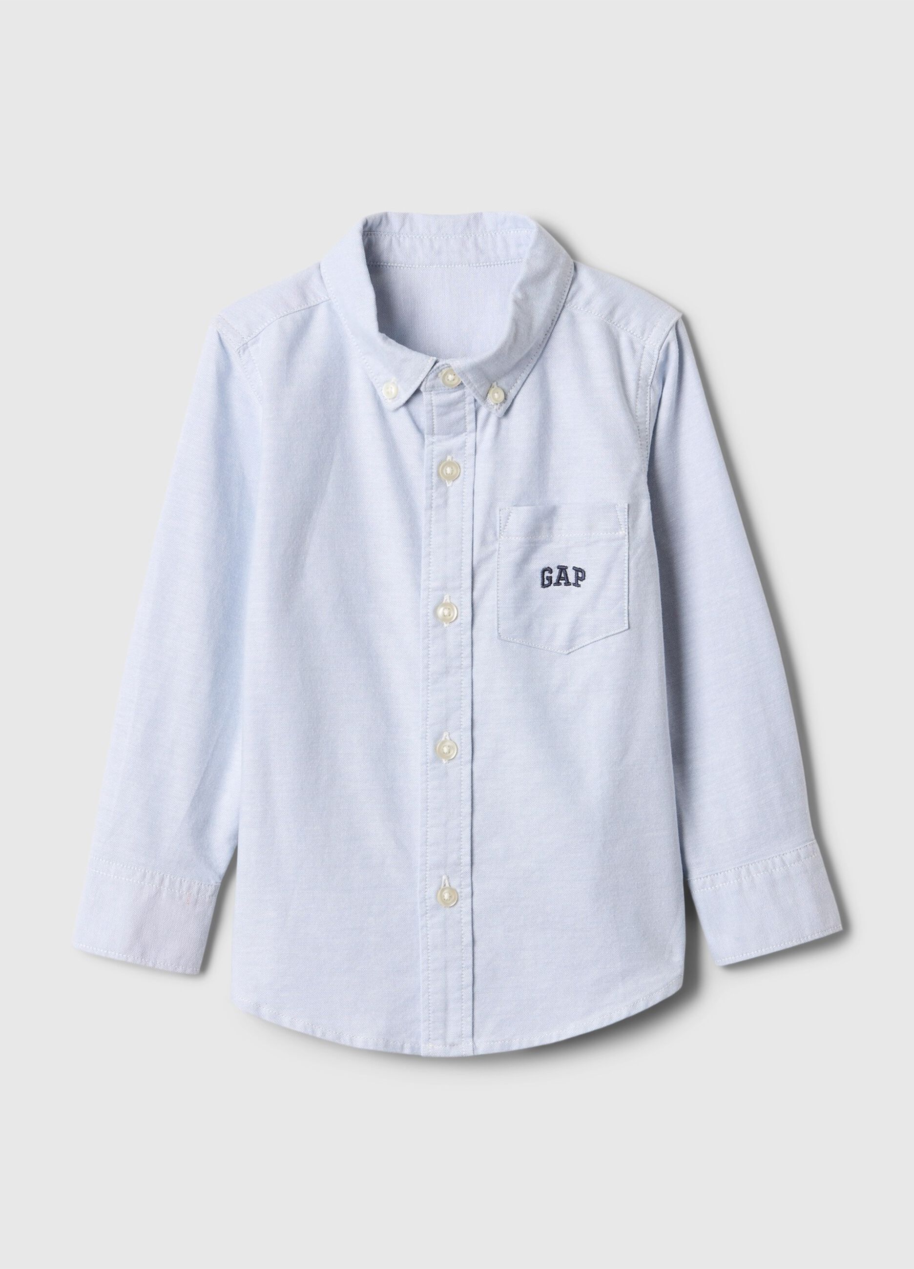 Camicia azzurra elasticizzata a maniche lunghe